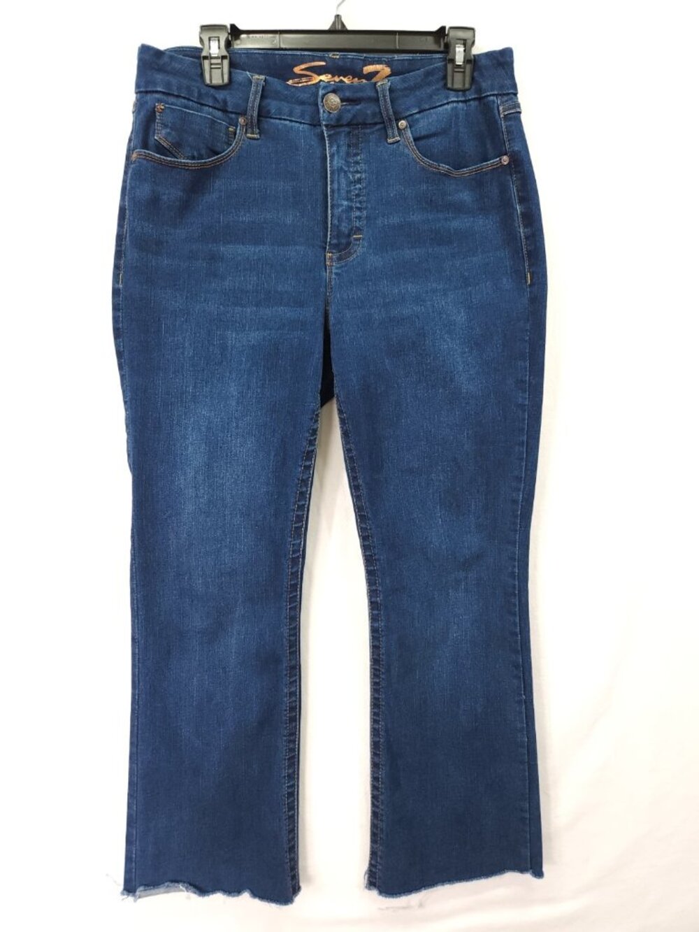 Seven7 Tummyless Bootcut Jeans Womens Size 12 (32x26) Slimming Raw Hem Denim